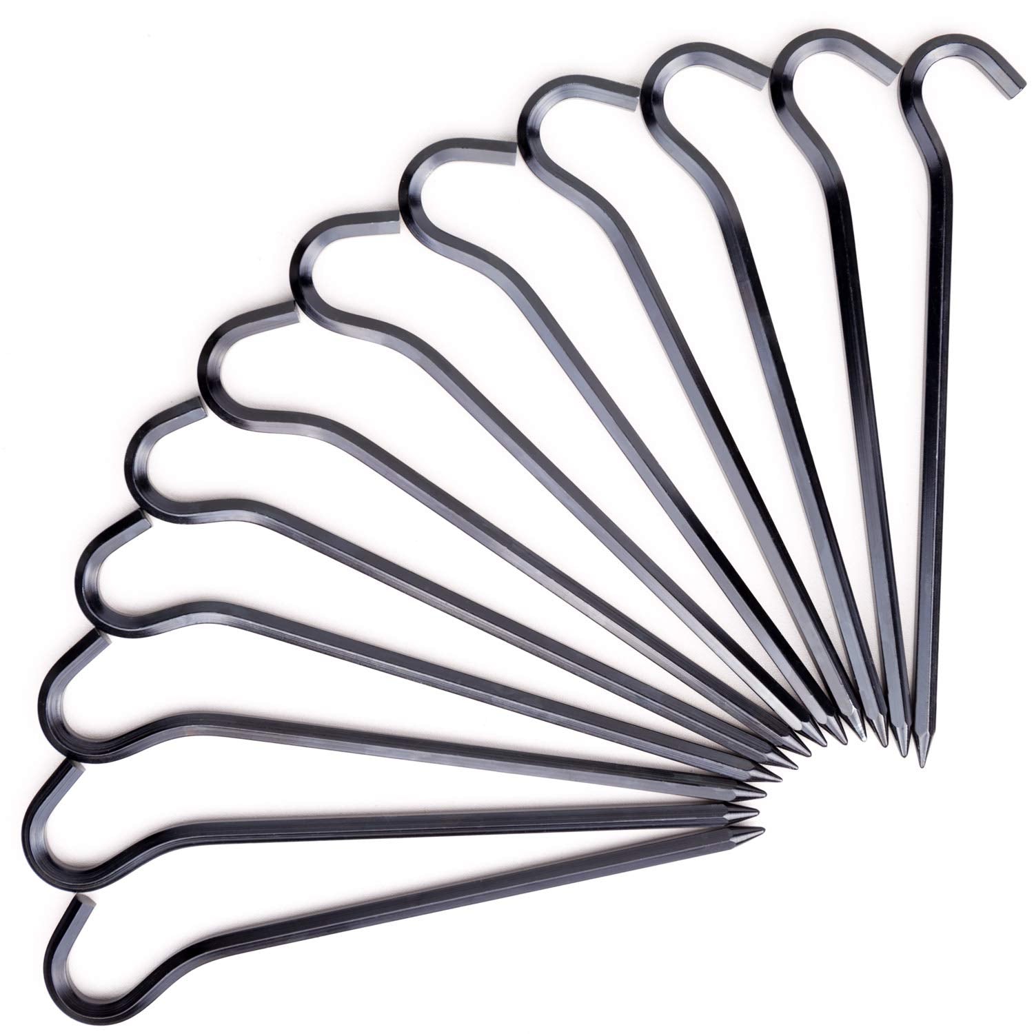 Tent Pegs - 12Pcs Aluminium Tent Stakes Pegs With Hook - 7 Hexagon Rod Stakes Nail Spike Garden Stakes Camping Pegs For Pitching