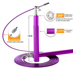 Purple Speed Jump Rope For Fitness - Adjustable Skipping Rope- Tangle-Free-360