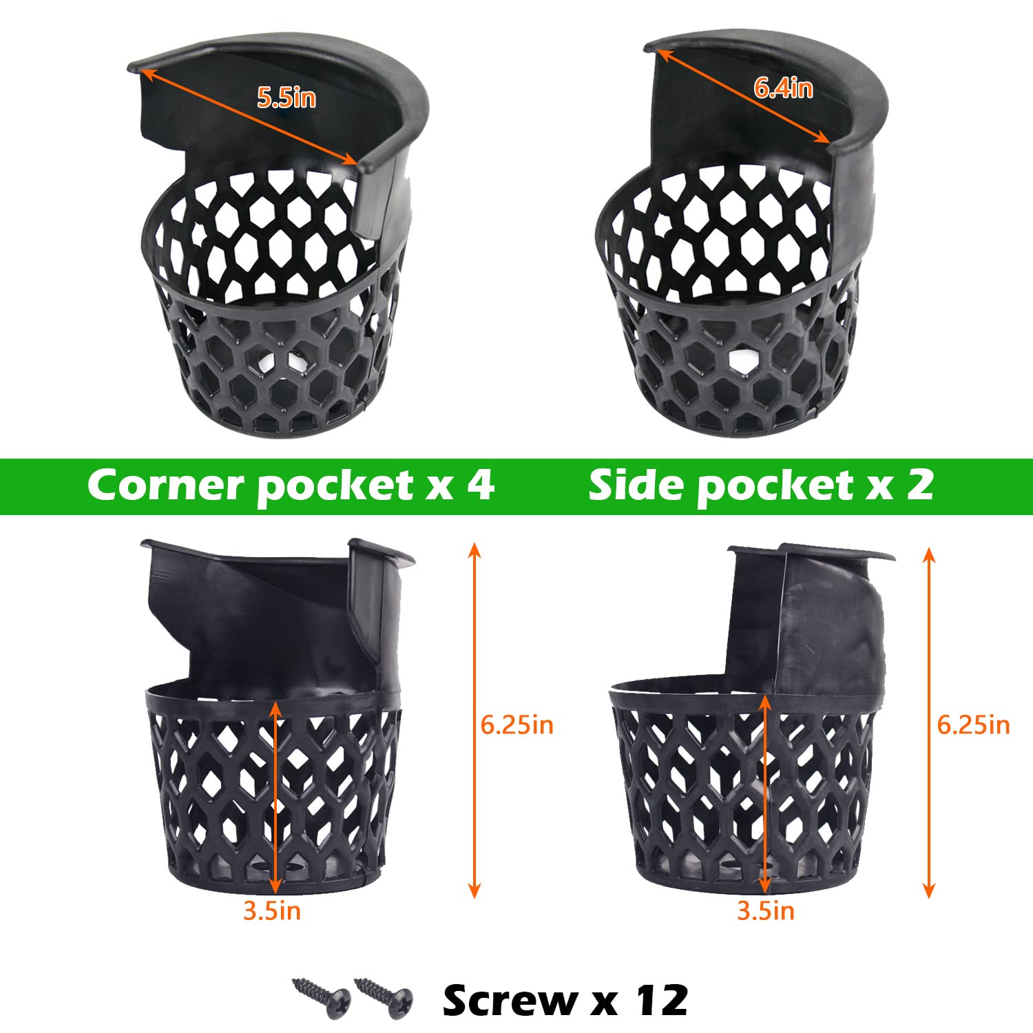 Pool Table Pockets Replacement Pockets For Billiard Table Set Of 6 Plastic Web Pockets