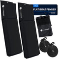 Five Oceans Contour Flat Boat Fender, Boat Fenders, Boat Bumpers For Docking, 2-Pack - 24-Inch, Black, With 3/8-Inch X 5-Foot Fe