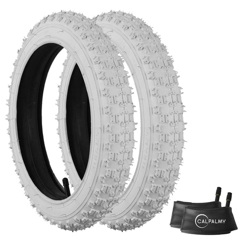 (2 Sets) 16    X 2.125 Kids Bike Replacement White Tires And Tubes - Compatible With Most 16    Kids Bikes Like Royalbaby, Joyst