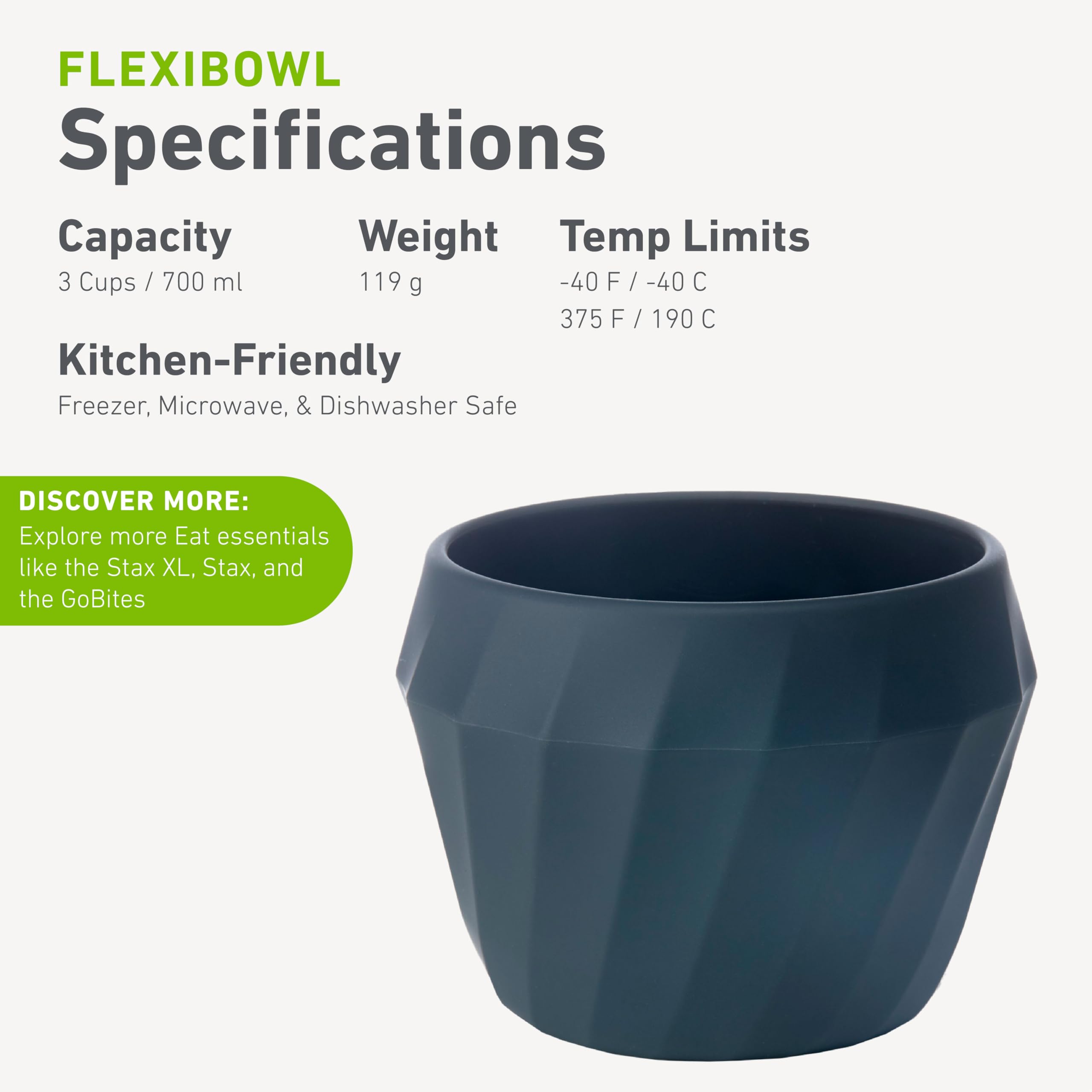 Humangear Flexibowl | Convertible Camping Bowl | On The Go | Packable & Easy To Clean, Gray