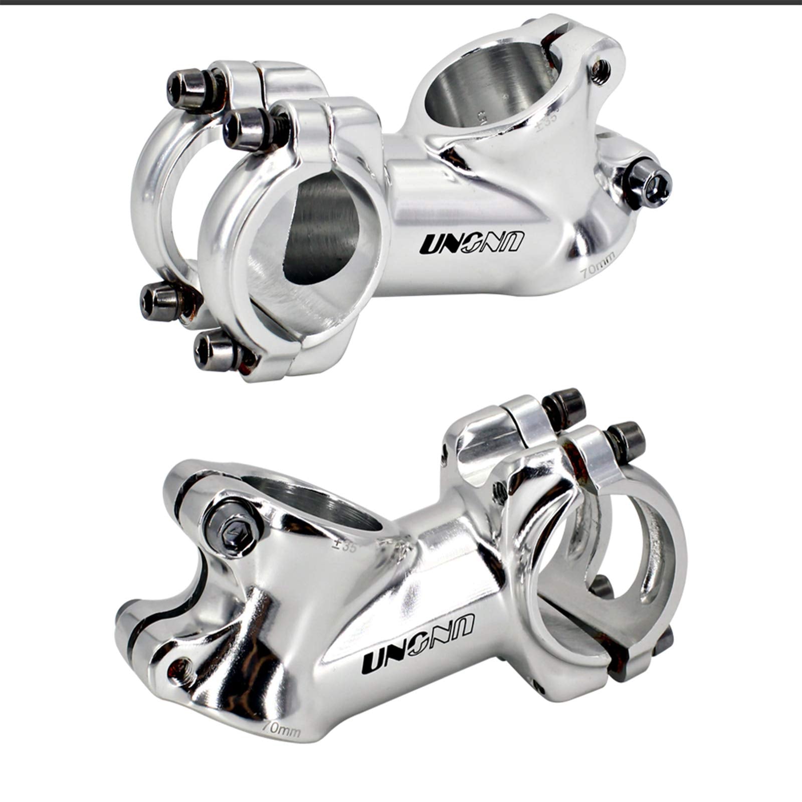 Meische Retro Silver 31.8 Stem 70Mm Mountain Bike Stem,35 Degree Bicycle Stem Riser Short Handlebar Stem For Mtb, Road Bike, Bmx