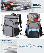 Dewur Cooler Backpack 45 Can Large Capacity Insulated Backpack, Waterproof And Leak-Proof, Portable With Bottle Opener, Perfect