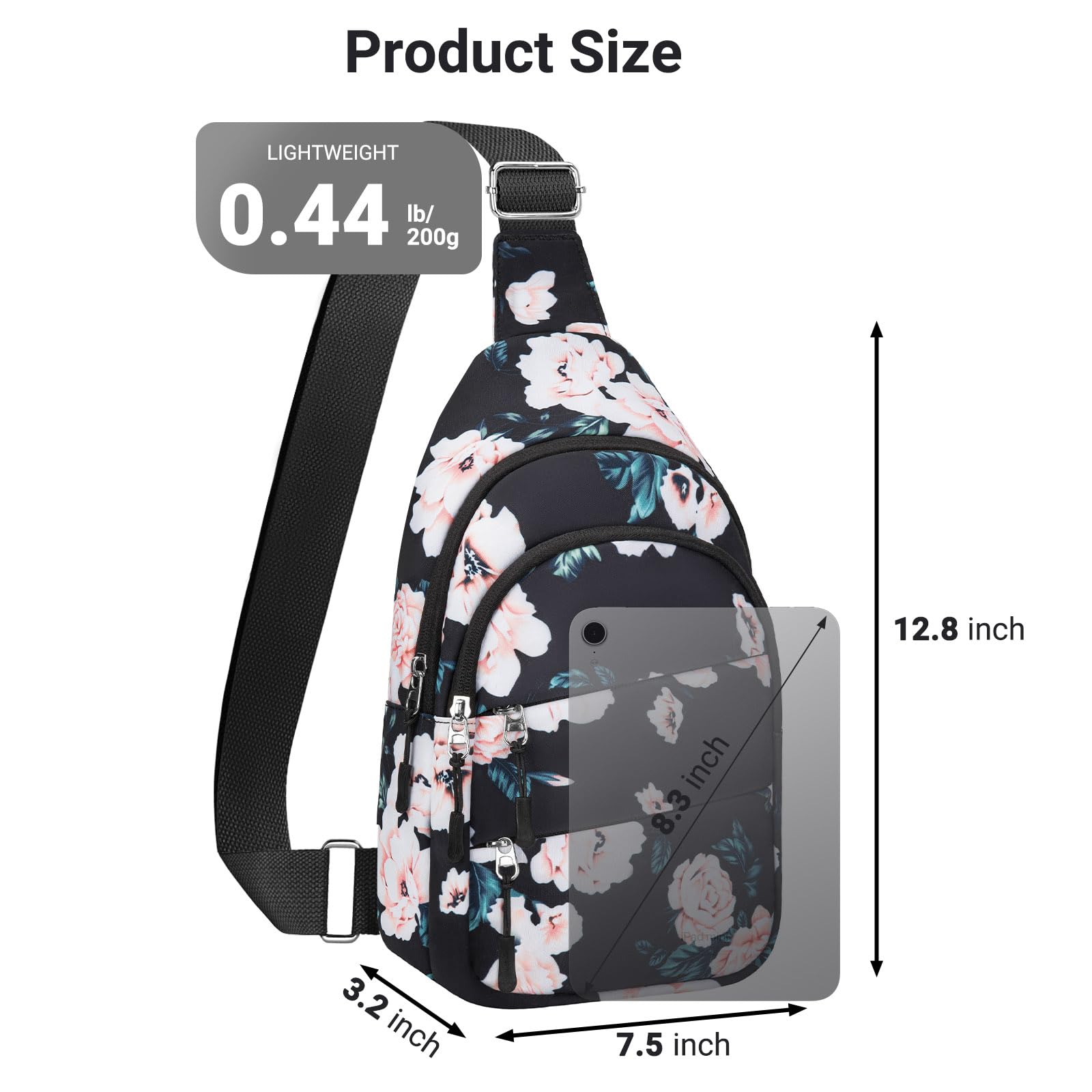 Tuwubi Crossbody Bags for Women, Sling Bag for Men, Small Hiking Backpack Anti Theft Lightweight for Outdoors Travel (M, Black F