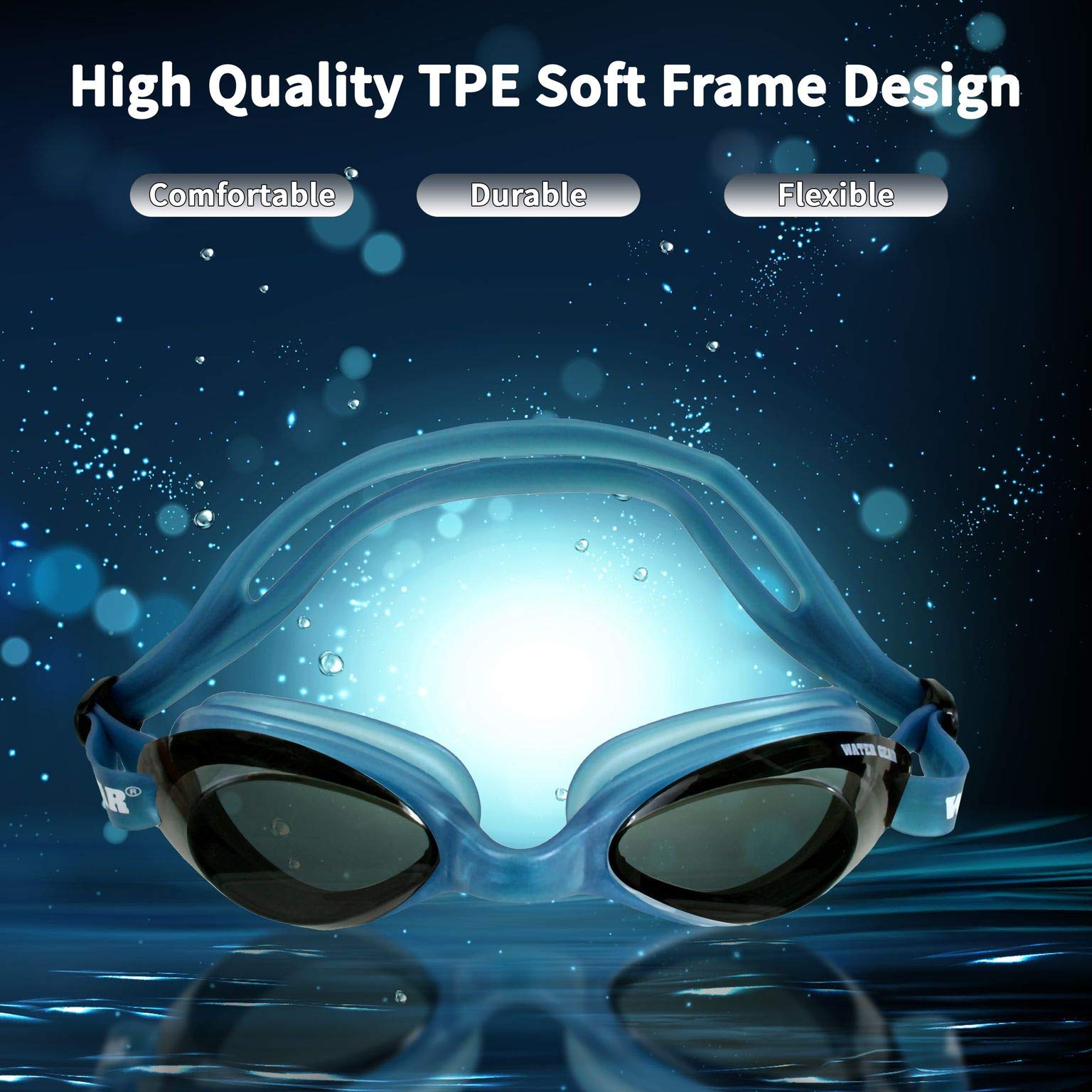 Water Gear Razor Anti-Fog Goggle (Smoke W/Blue Frame)