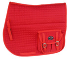 Challenger Horse Quilted English Saddle Pad Trail Australian Dressage Pockets Faux Fur Red 72115