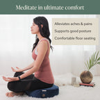 Mindful & Modern Velvet Meditation Cushion | Luxe Zafu Yoga Floor Pillow Seat | Posture Support | Buckwheat Hull Filled | Large