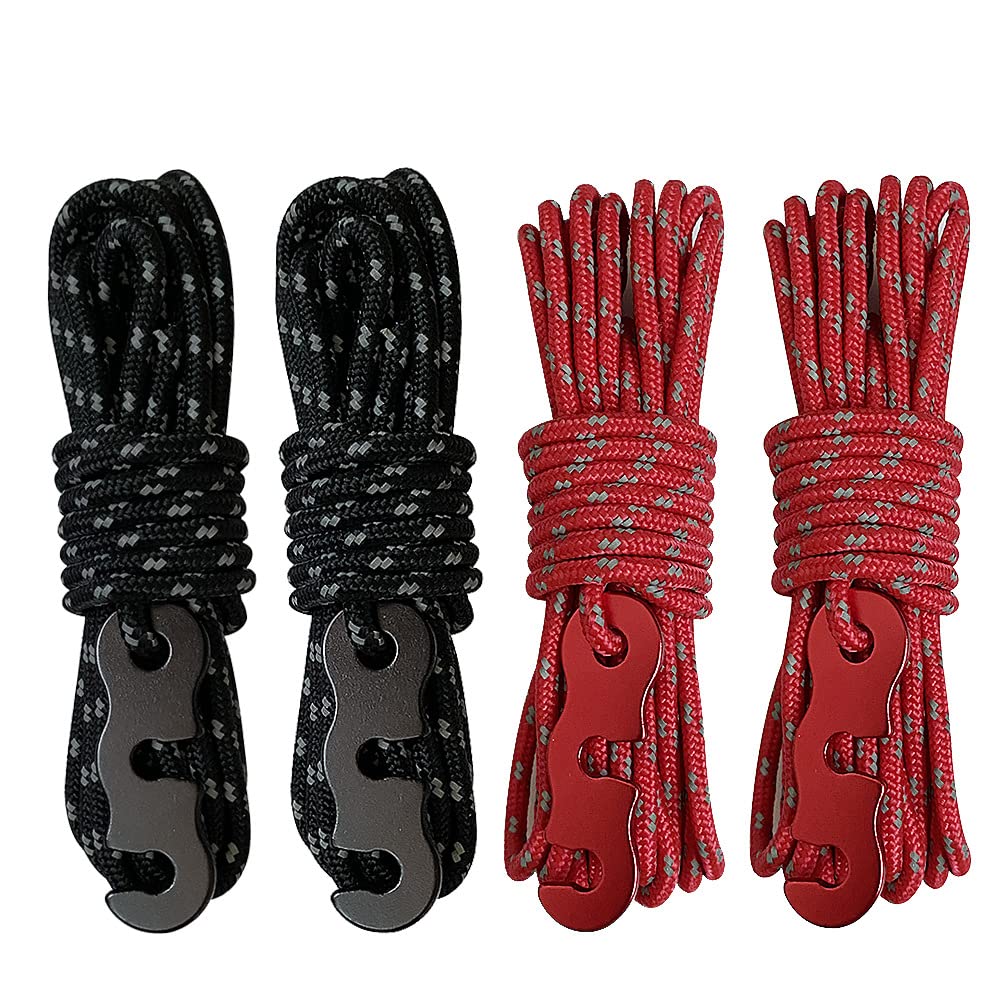 Flowden Tent Wind Ropes With Tensioners Cord Adjuster, 4Pcs 13Ft Reflective Rope For Camping, Hiking, Canopy Shelter, Outdoor Ac