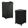 Suncast Patio Garbage Waste Trash Can Bundled W/ Patio Cooler W/ Cabinet & Wire Basket