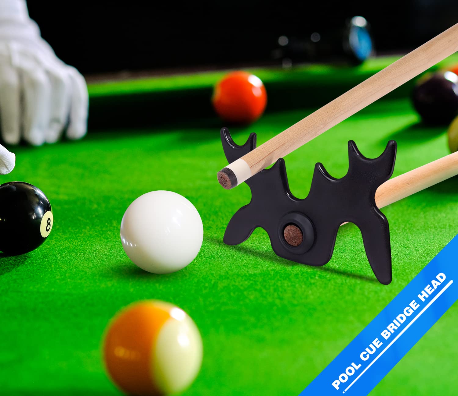 Gse Black Plastic Slip-On Bridge Portable Moosehead Bridge Head, Pool Billiard Cue Bridge Head, Billiard Pool Cue Accessories Fo