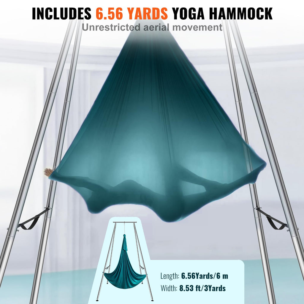 Vevor Yoga Swing Stand & Hammock, 9.67 Ft Tall, Professional Aerial Yoga Setup With 6.6 Yards Swing, Supports Up To 551.15 Lbs,