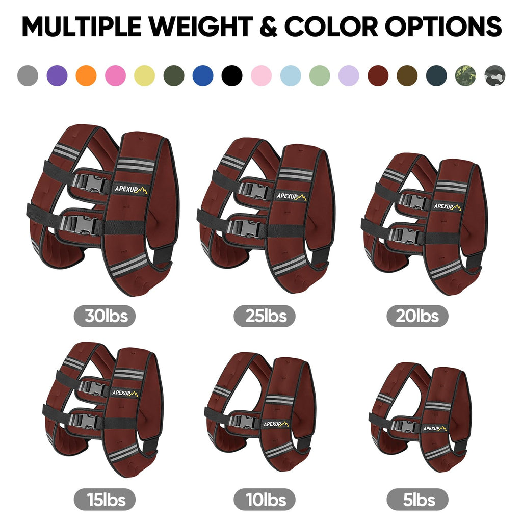 APEXUP 15lbs Weighted Vest Men Women, Weight Vest for Women Workout Equipment for Strength Training Running (Claret)