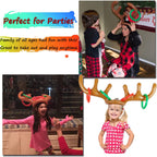2 Set Inflatable Reindeer Antler Game, (2 Inflatable Antler, 12 Rings Reindeer Ring Toss) Inflatable Reindeer Antler Hat With Ri