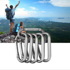 6Pcs Carabiner Caribeaner Clip,3'' Large Aluminum D Ring Shape Carabeaner With 6Pcs Keyring Keychain Hook (Grey)