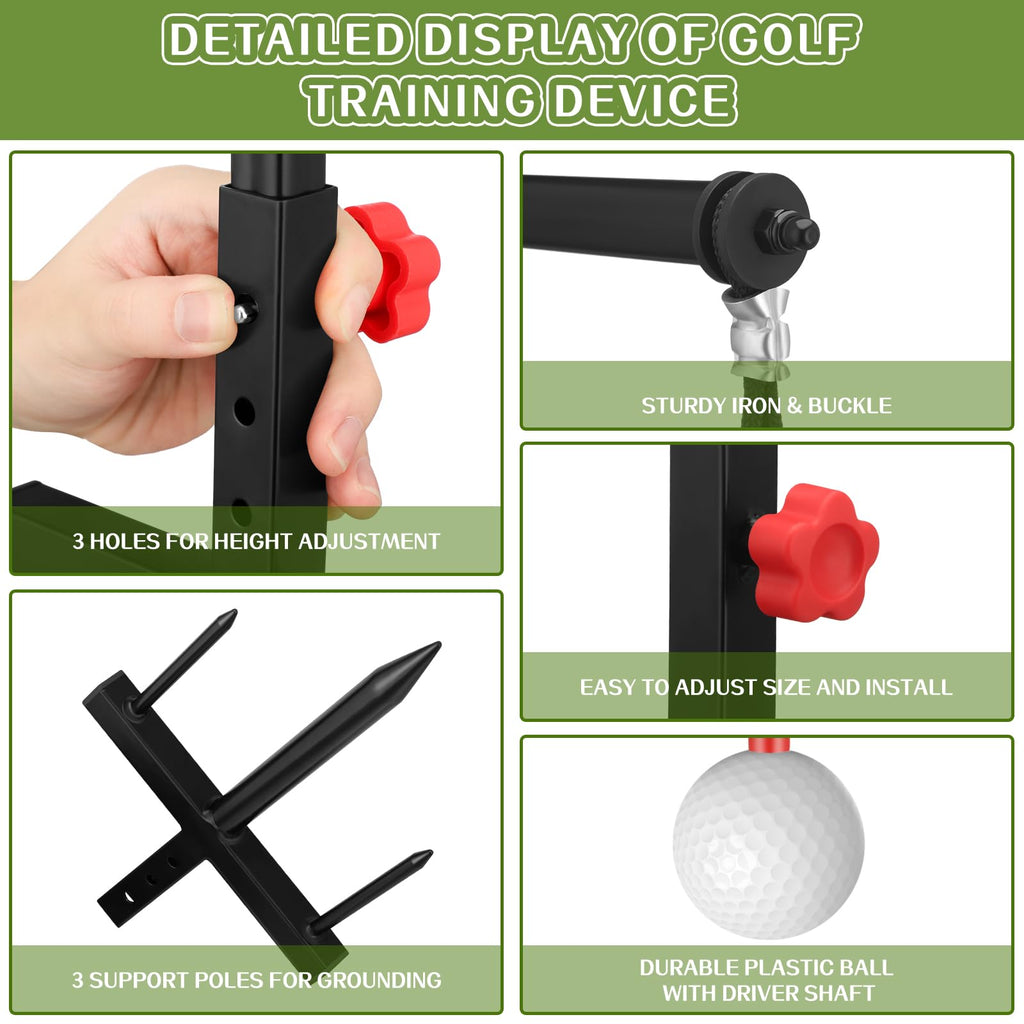 Poen Golf Swing Trainer Training Durable Iron Golf Practice Swing Groover With 3 Height Indoor Golf Practice Simulator Accessori