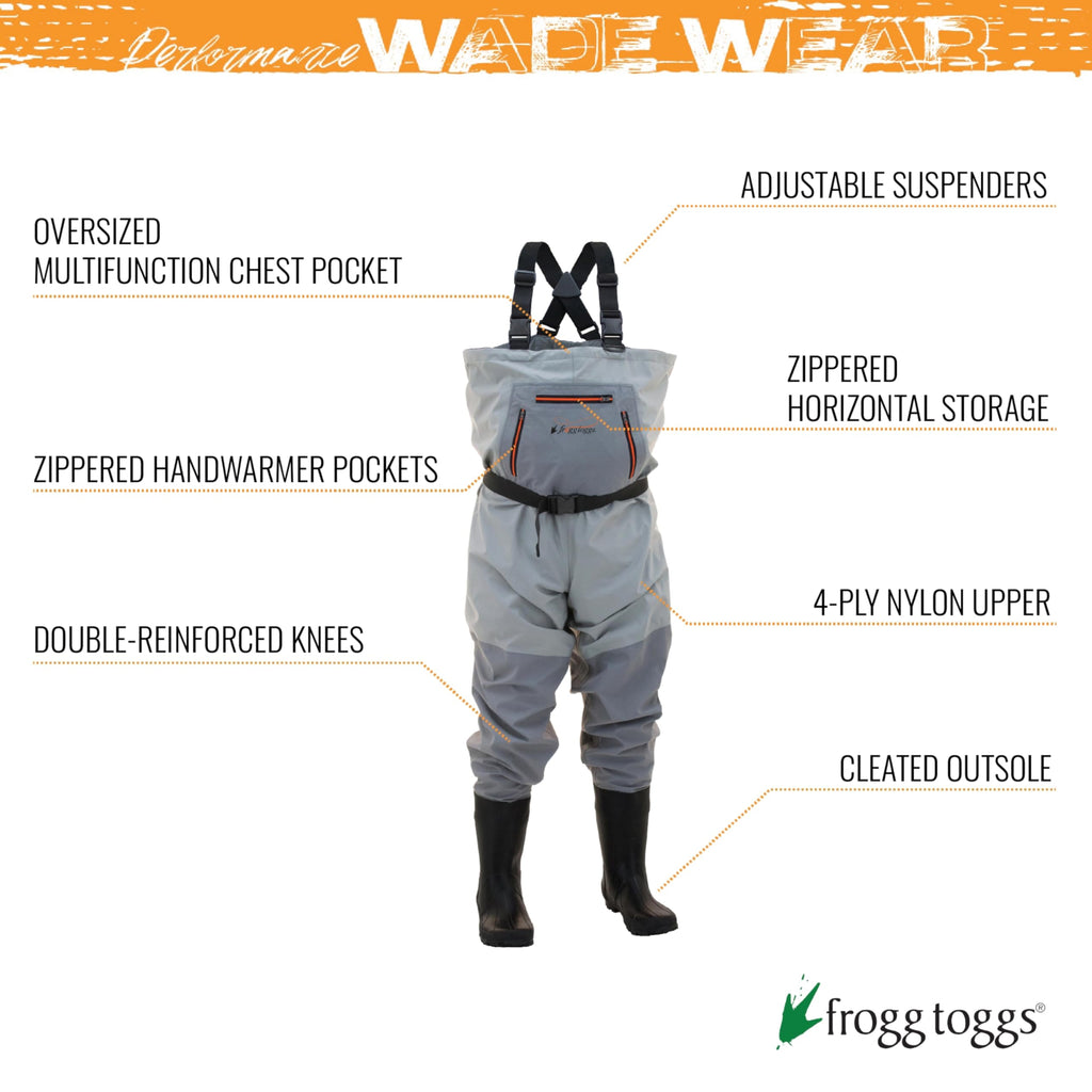 Frogg Toggs Mens Hellbender Breathable Stockingfoot Fishing Chest Wader, Slate/Gray, Small Us