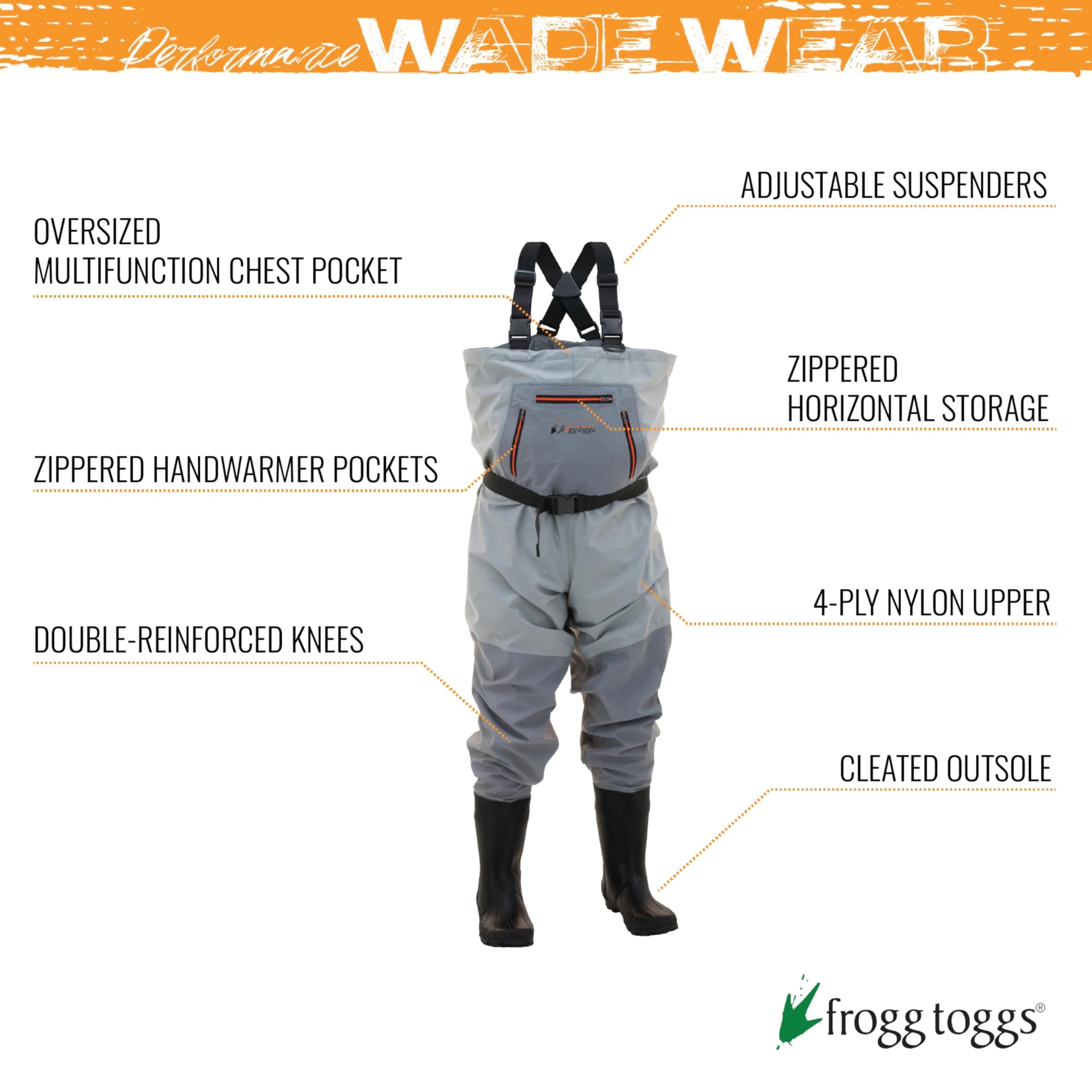 Frogg Toggs Mens Hellbender Breathable Stockingfoot Fishing Chest Wader, Slate/Gray, Small Us