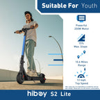Hiboy S2 Lite Electric Scooter - 6.5 Solid Tires - Up to 10.6 Miles Long-Range & 13 MPH Portable Folding Commuting Scooter for T