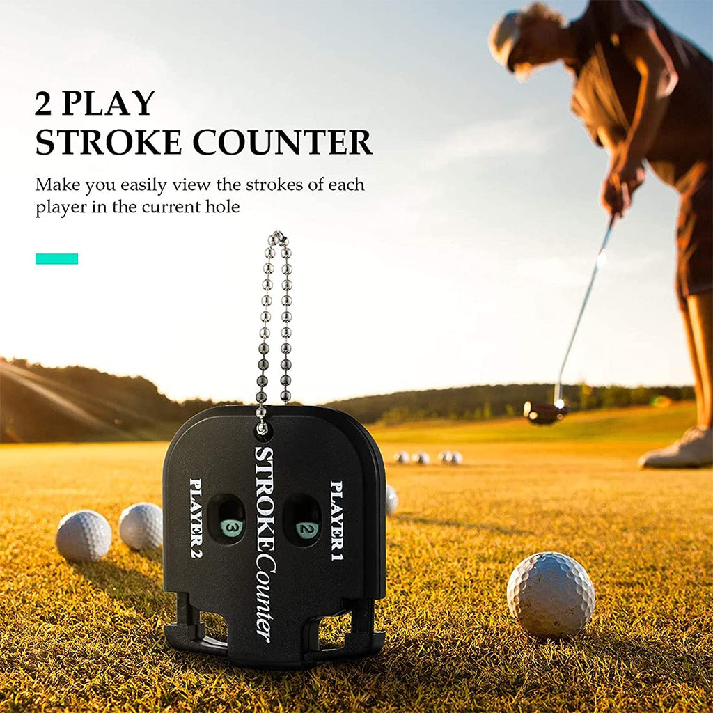 Helonge Golf Score Counter, 2 Pcs 2 Player Stroke Counter Golf Score Indicator 2 Digits Mini Square Golf Score Counters Handy Sc