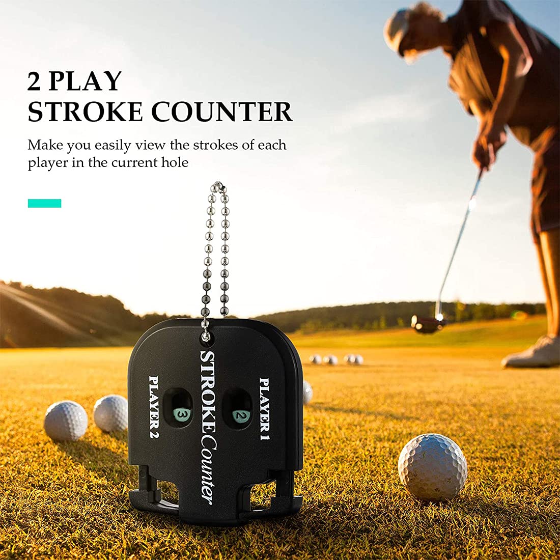 Helonge Golf Score Counter, 2 Pcs 2 Player Stroke Counter Golf Score Indicator 2 Digits Mini Square Golf Score Counters Handy Sc