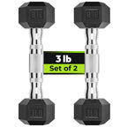 Handbode Hex Dumbbell Rubber Encased Dumbbell Strength Training Hex Dumbbell, Hand Weight For Workout & Exercise/Pair Of 3Lb