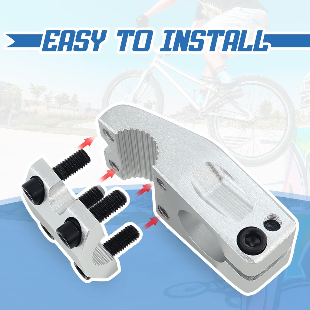 Makelen Bike Stem For Bmx Bike Aluminum Alloy Fixed Gear Bicycle Stem Matte Silver