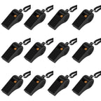 Fya Sports Whistle With Lanyard, Super Loud Whistle, 12Pcs Black Plastic Whistles