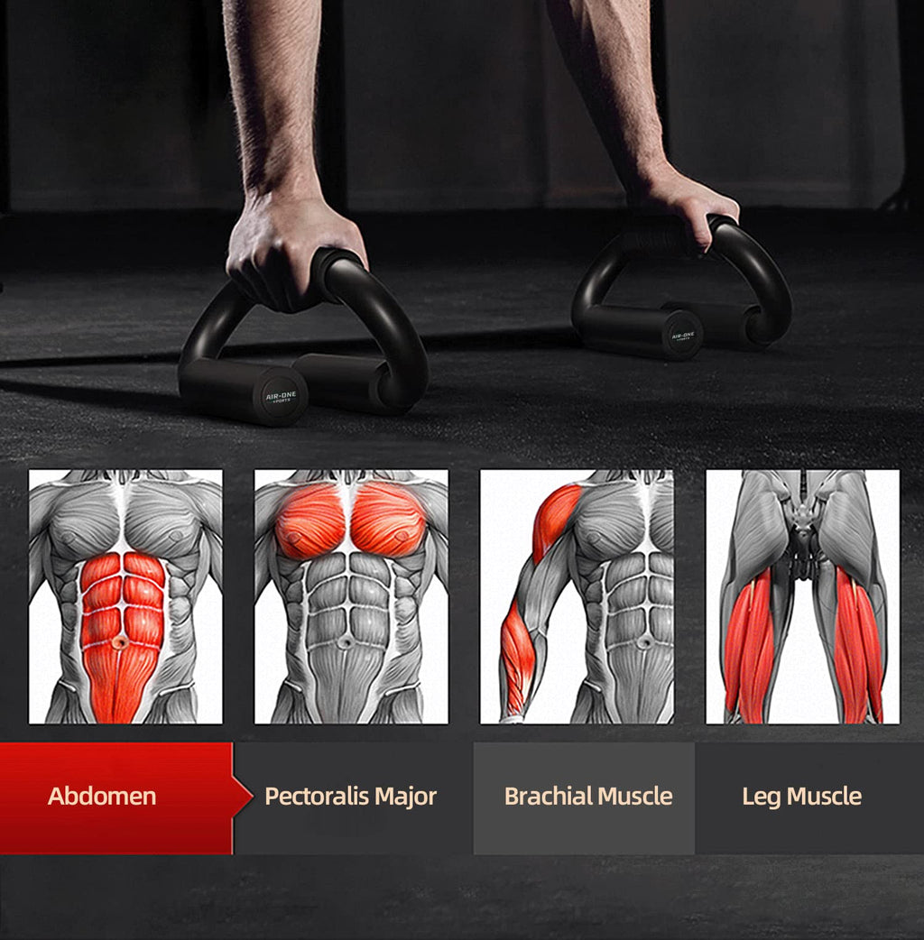 Air-One Sports Push Up Bars - 480 Lb Capacity, Extra Thick Non-Slip Foam Grips, Sturdy Structure, Ideal For Home Gym Strength Tr