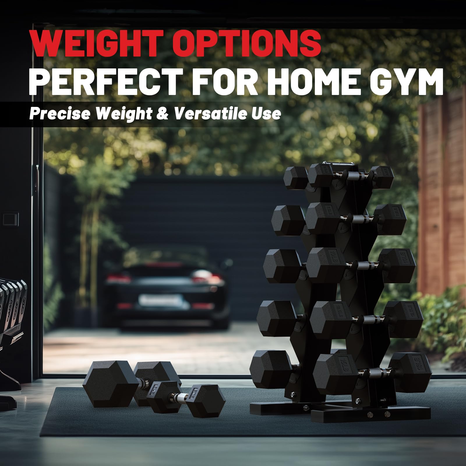 Papababe Dumbbell Set Rubber Encased Hex Dumbbell Free Weights Dumbbells Set Home Weight Set- 60 Lb Set (Pair Of 5 10 15 Lb With