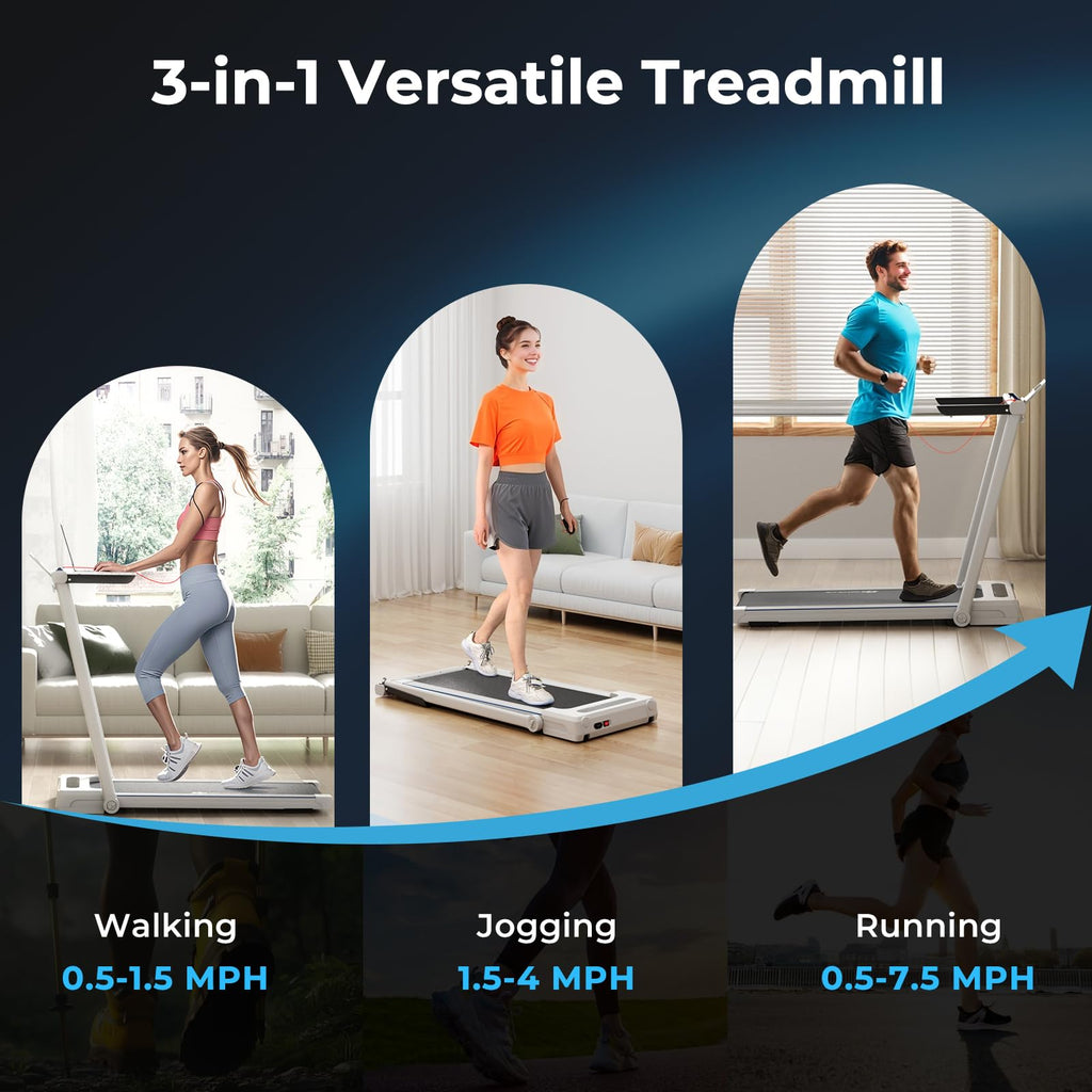 Goplus 3-In-1 Treadmill With Large Desk, 2.5Hp Folding Electric Treadmills, Led Display, Remote Control, Bluetooth Speakers, Wal