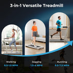 Goplus 3-In-1 Treadmill With Large Desk, 2.5Hp Folding Electric Treadmills, Led Display, Remote Control, Bluetooth Speakers, Wal