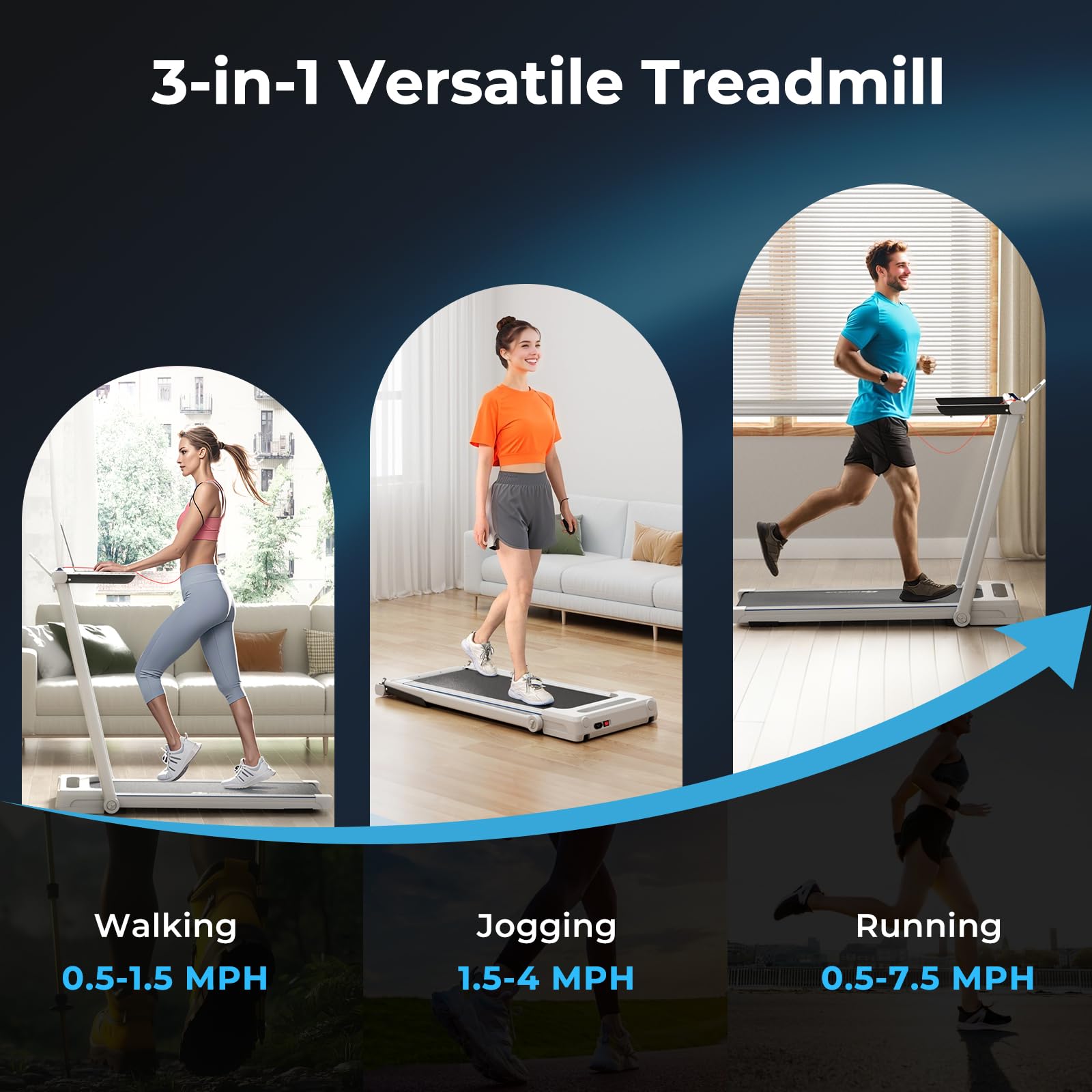 Goplus 3-In-1 Treadmill With Large Desk, 2.5Hp Folding Electric Treadmills, Led Display, Remote Control, Bluetooth Speakers, Wal