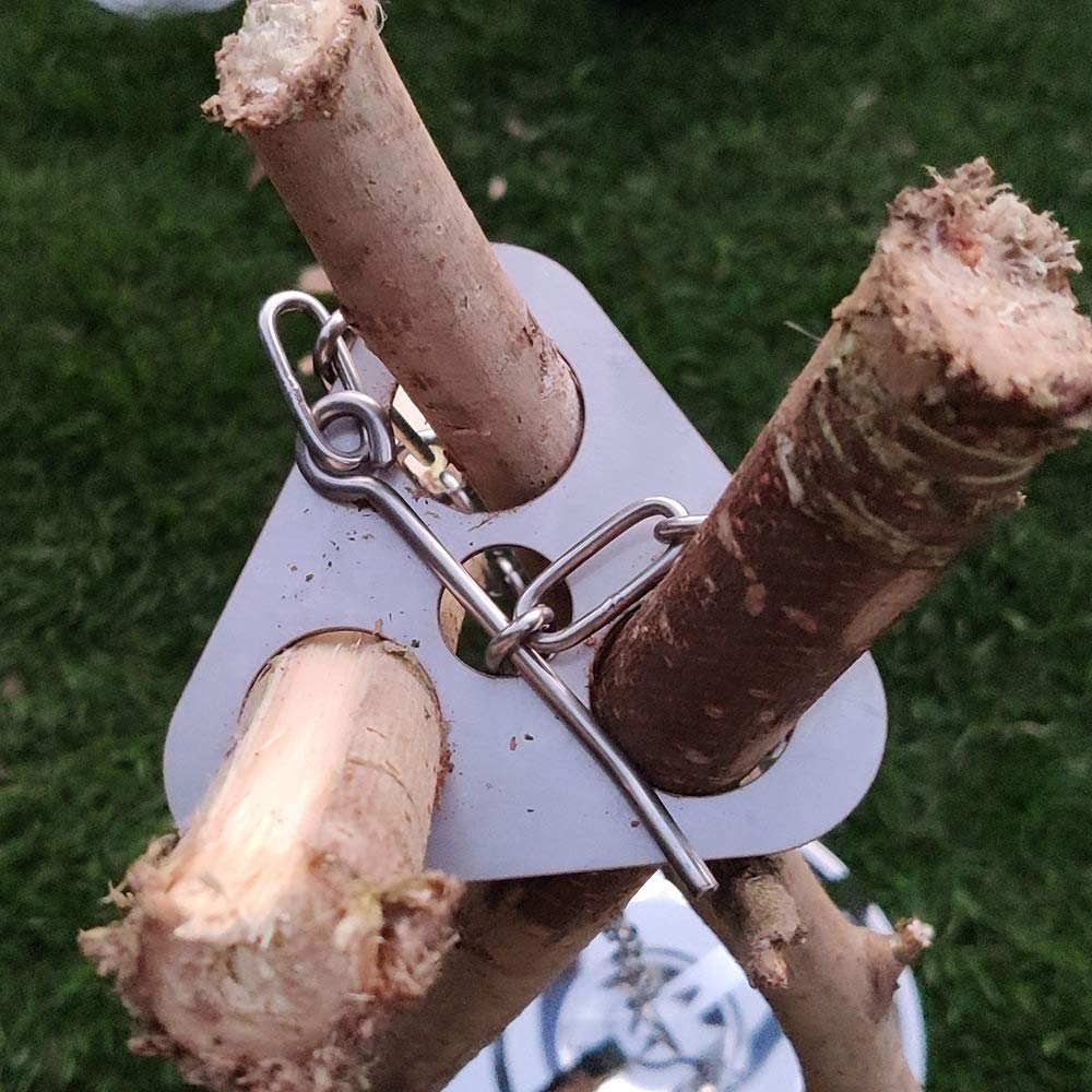Pwpam Camping Tripod Board With Adjustable Chain For Suspending Pots Over Fire For Cooking By Turning Branches Into Campfire Tri