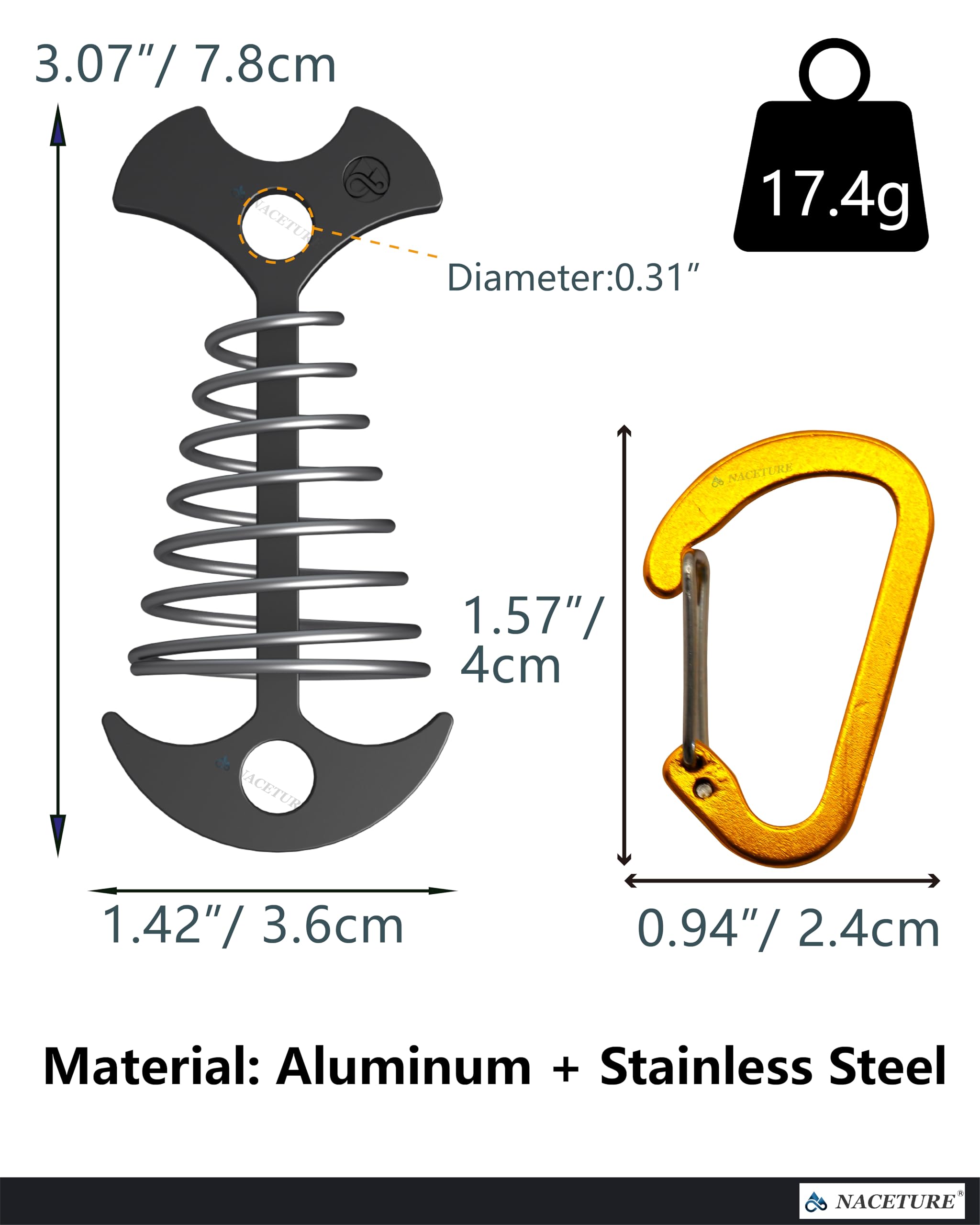 Tent Rope Tightener With Clips - Aluminum Deck Tie Down  Cord Adjuster Tensioners  Tents Tensioner Outdoor Camping Accessoriness