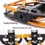 Mzyrh Mountain Bike Pedals, Ultra Strong Colorful Cnc Machined 9/16'' Cycling Sealed 3 Bearing Pedals (Black Black Glod 3 Bearin