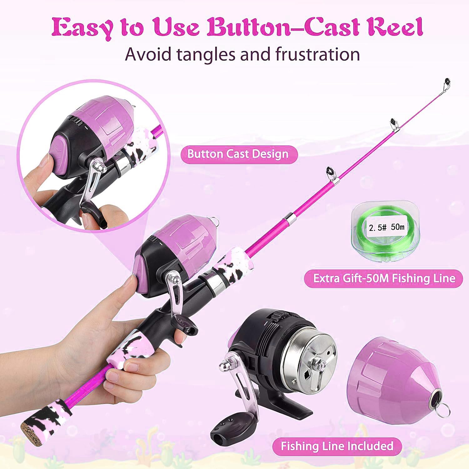 Milerong Kids Fishing Rod, Kids Toys Fishing Pole Portable Telescopic Fishing Rod And Reel Combo Kit For Boys, Girls, Youth - Wi