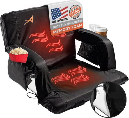 ACELETIQS Stadium Seats for Bleachers with Back Support - Upgraded Model with Extra Heat - USB Battery Included - Upgraded 3 Lev