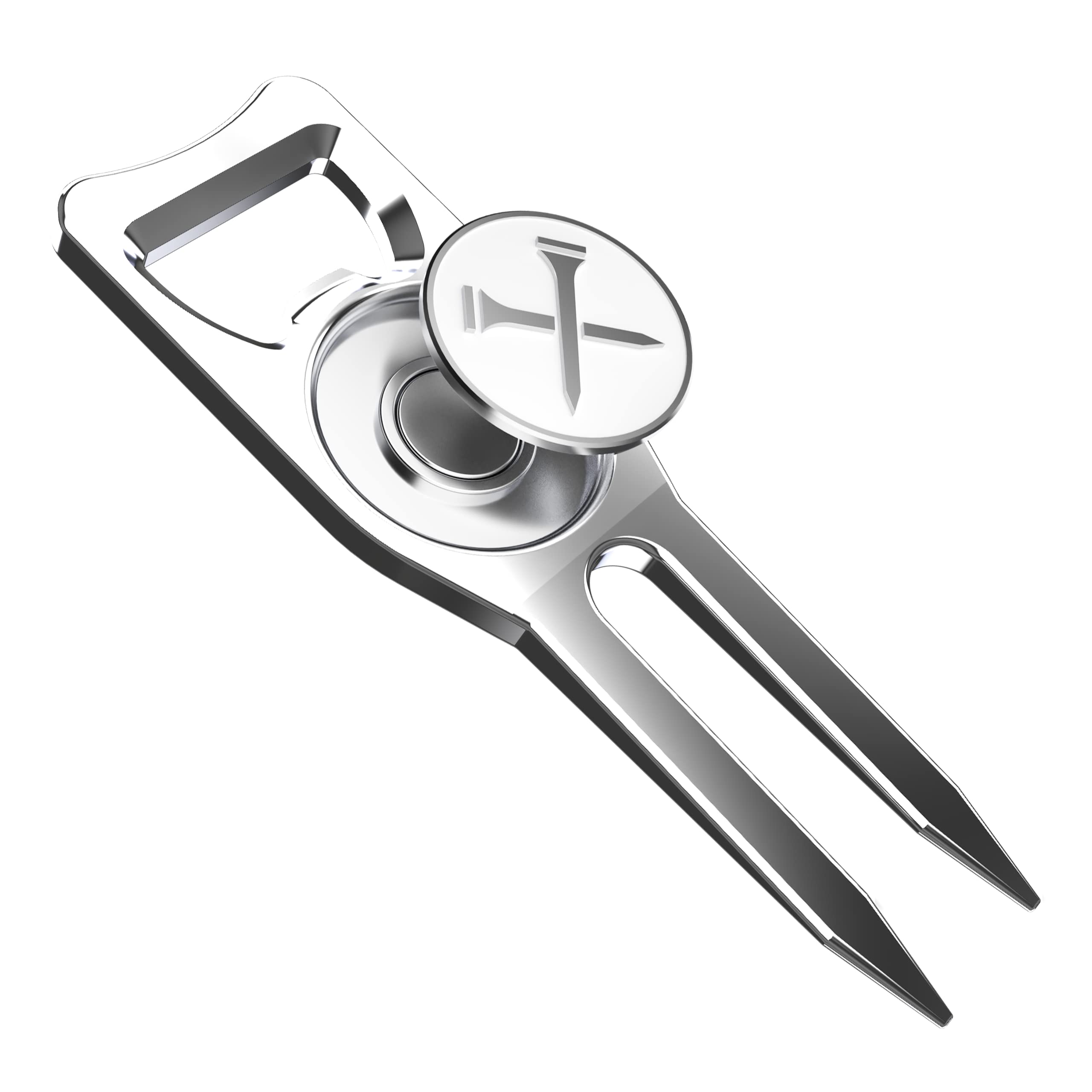 Blue Tees Golf - 6 In One Divot Repair Tool - Silver