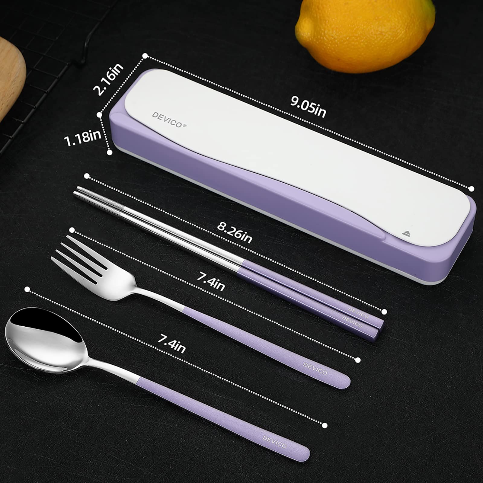 Devico Travel Utensils With Case, 18/8 Stainless Steel Camping Utensils, Reusable Portable Silverware Cutlery Set For Lunch Box,