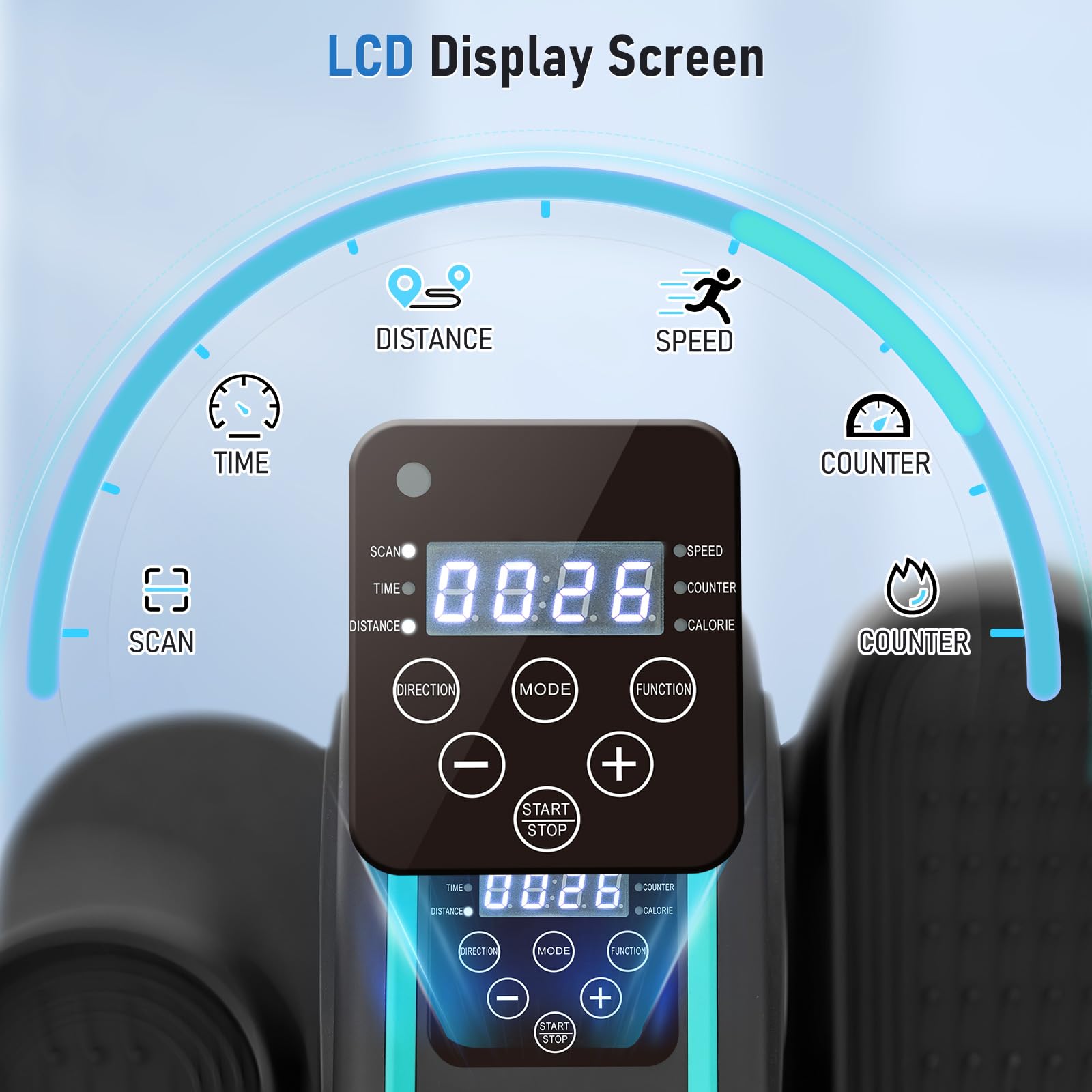 Under Desk Elliptical Machine 12 Adjustable Speeds Quiet Work Ellipse Leg Exerciser Lcd Display Strap Pedals And Remote Control