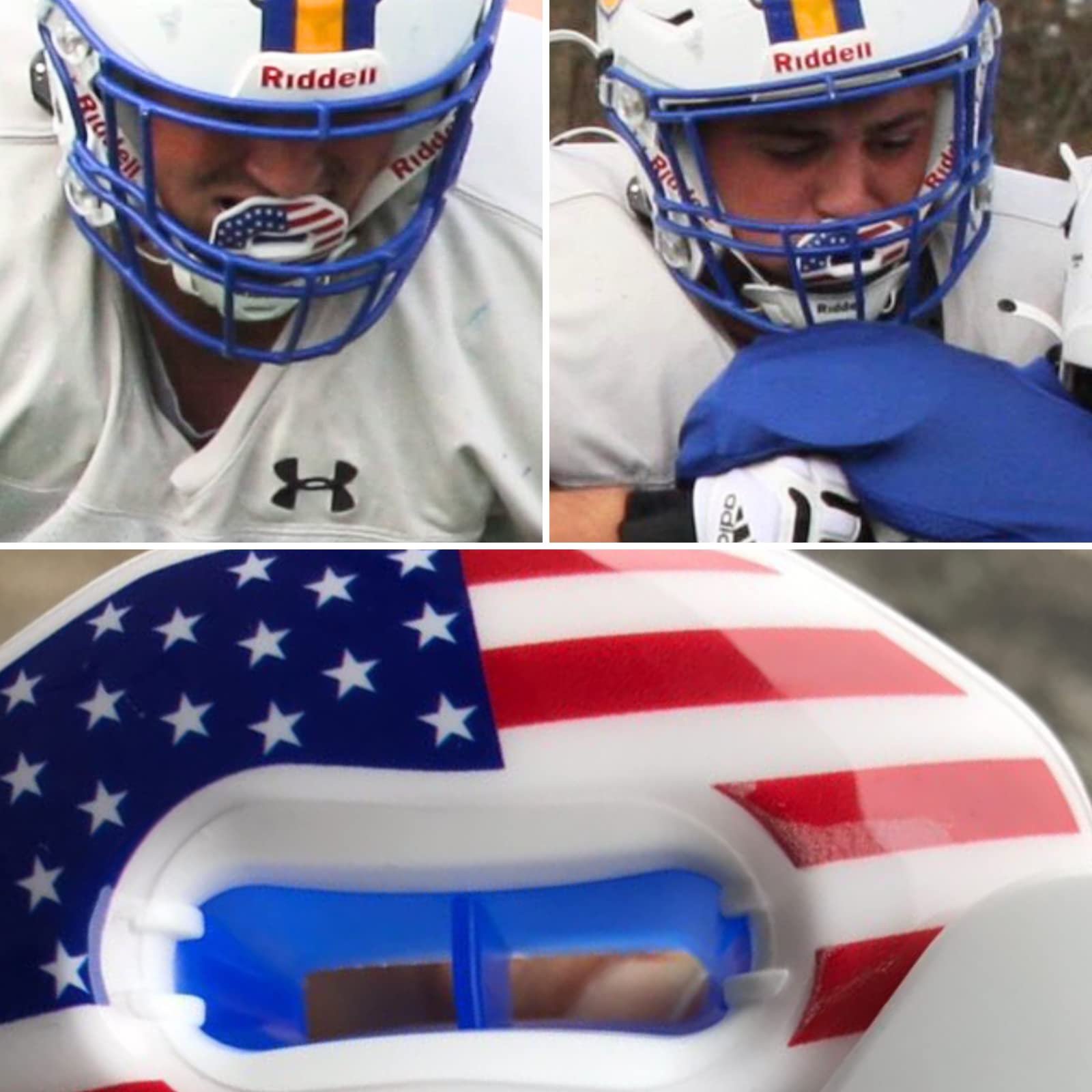 Oral Mart Usa Flag Football Mouth Guard - Lip Guard Mouthpiece  Lip Protector Mouthguard (Detachable Strap Included)