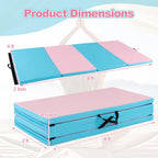 Goplus 8 X 4 X 2'' Gymnastics Mat, Folding Tumbling Mat With Carry Handles, Hook & Loop Fasteners, 4 Panels For Fitness Exercise