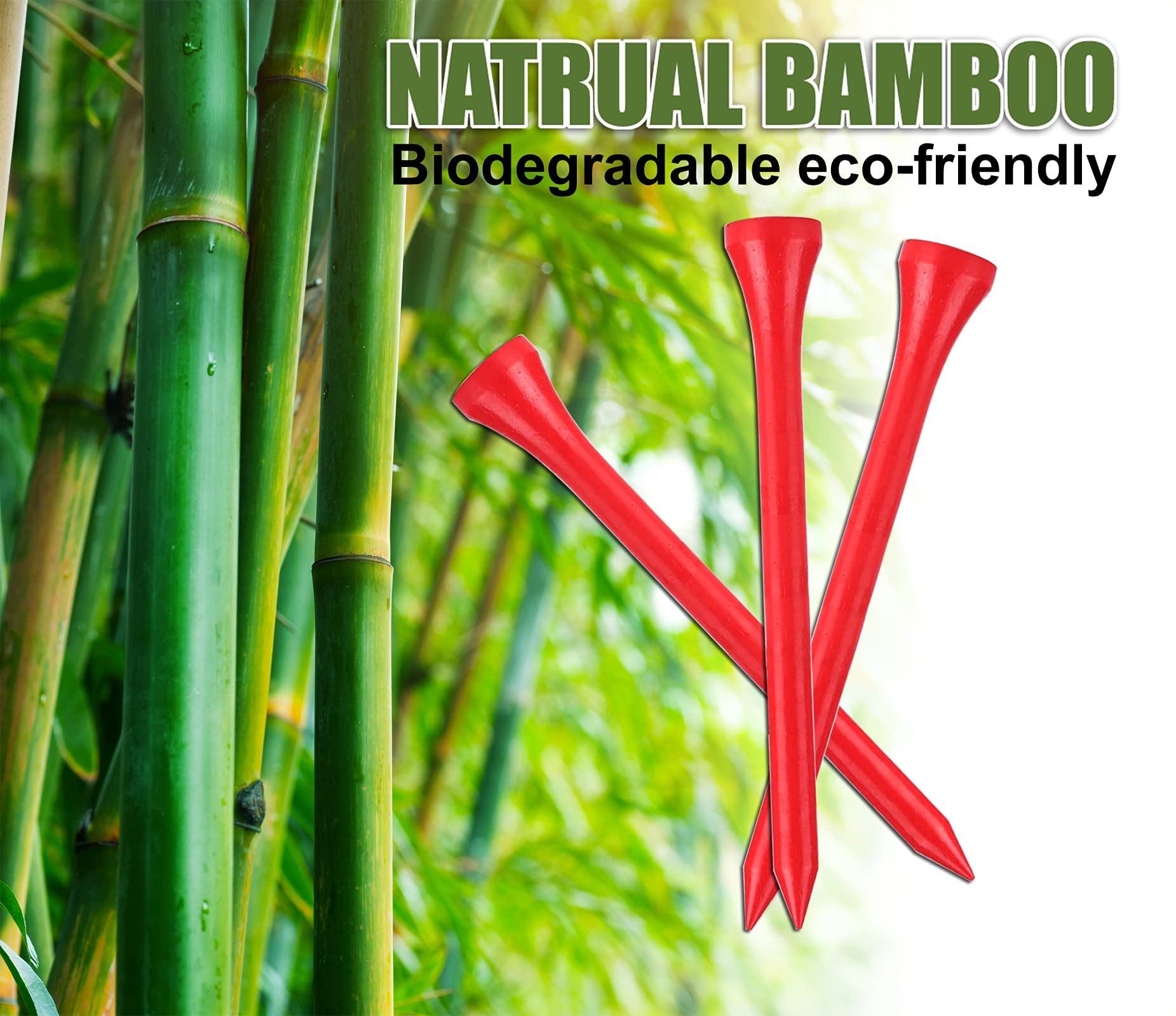 Whamz33 W Professional Bamboo Golf Tee 3 1/4 Inchtee Pack Of 100, Red