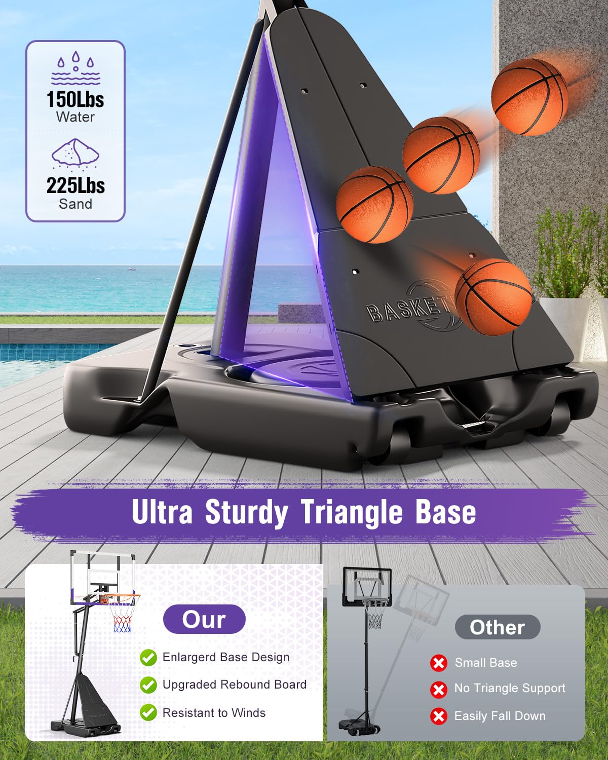 Tonbux Basketball Hoop 10Ft Adjustable Easily, Basketball Goal System For Kids Teens Youth Adults, Portable Hoops & Goals Outdoo