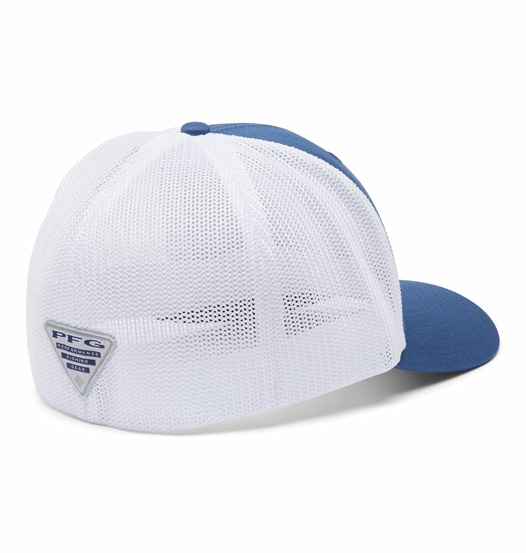 Columbia Unisex PFG Fish Flag Mesh Ball Cap, Night Tide/White, L/XL