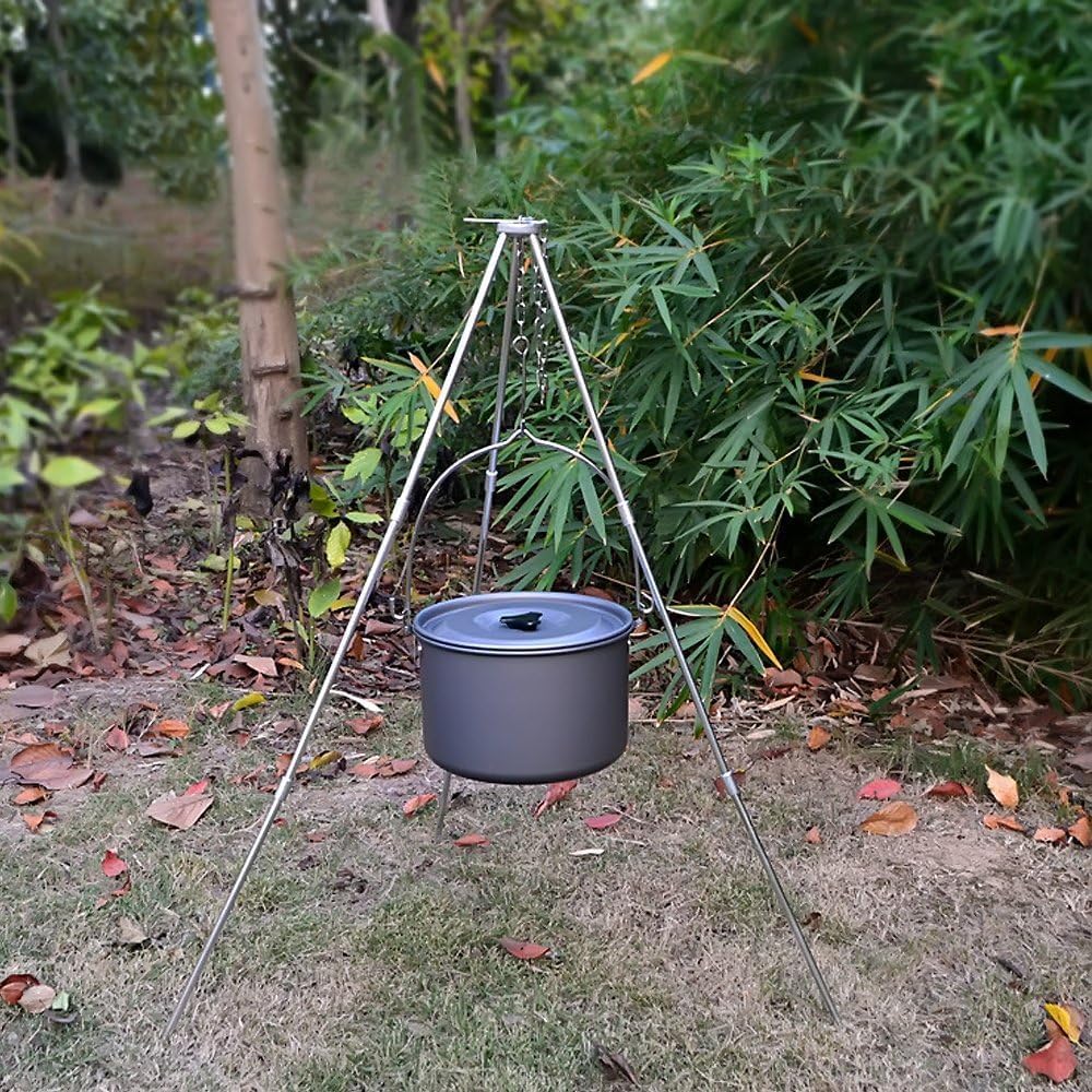 Camping Tripod Campfire Cooking Dutch Oven Tripod Mini Adjustable Grill Tripod Cooker Campfire Grill Stand Tripod Grilling Set C
