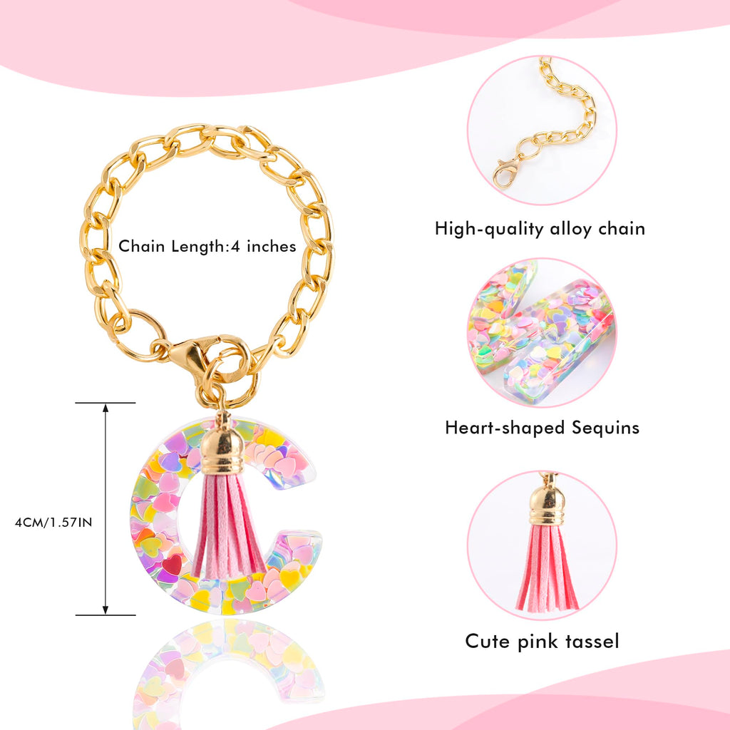 Letter Charm Accessories for Stanley Cup 1 PCS Cute Initial Keychain Handle Charm for Stanley Tumbler for Women Pink Letter C