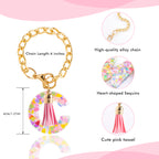 Letter Charm Accessories for Stanley Cup 1 PCS Cute Initial Keychain Handle Charm for Stanley Tumbler for Women Pink Letter C