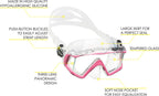 Cressi Panoramic Wide View Mask With Dry Snorkel Set, Clear Pink